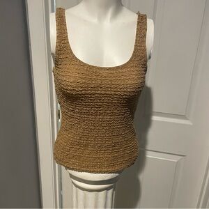 Women's Wolford Tan Textured Stretch Lace Tank Top S/Large